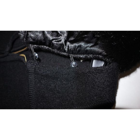 Lisa International Women Sz L Black Boiled Wool Vest w/Removable Faux Fur Collar - Picture 3 of 7